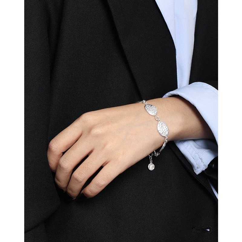 Geometric Irregular Leaves 925 Sterling Silver Bracelet