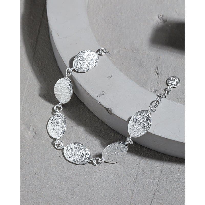 Geometric Irregular Leaves 925 Sterling Silver Bracelet