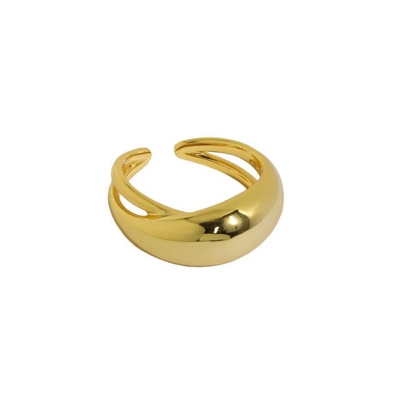 Geometric Oval Ellipse 925 Sterling Silver Adjustable Ring