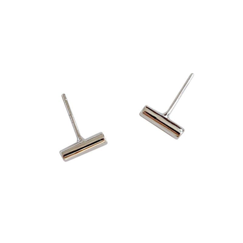 Geometric Small Cylinders 925 Sterling Silver Stud Earrings