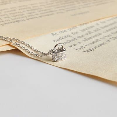CZ Lock Fashion 925 Sterling Silver Necklace