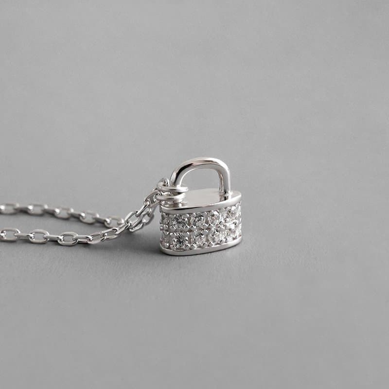 CZ Lock Fashion 925 Sterling Silver Necklace