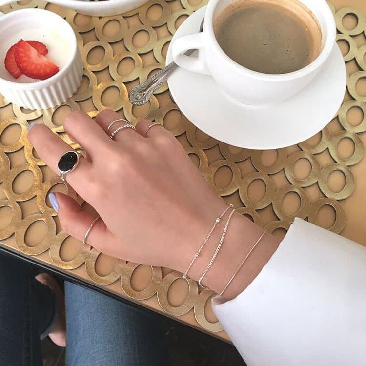 Double Layer Bead Chain 925 Sterling Silver Bracelet
