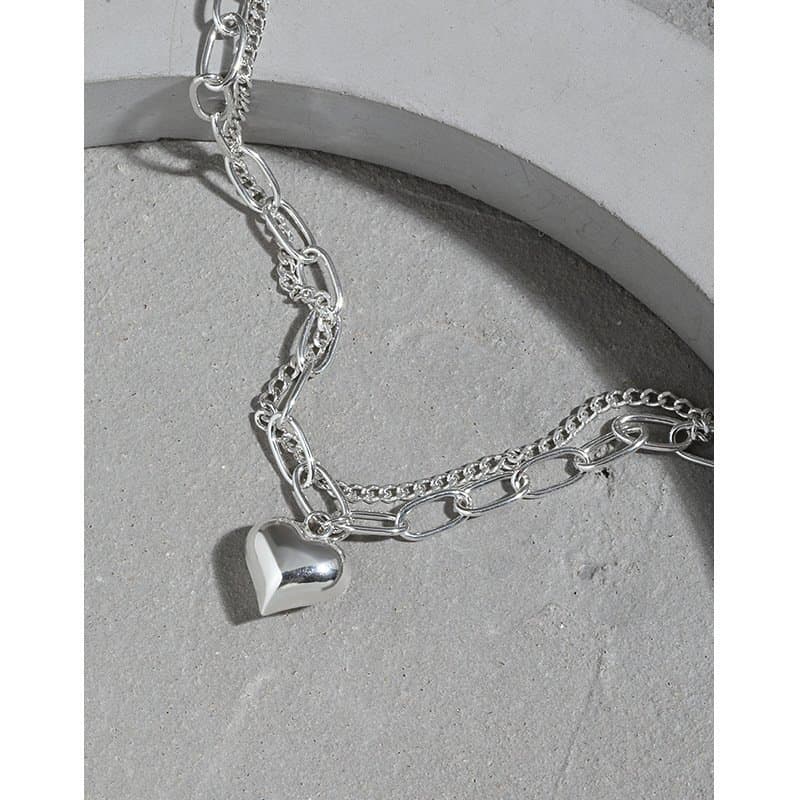 Double Layers Hollow Chain Heart 925 Sterling Silver Bracelet