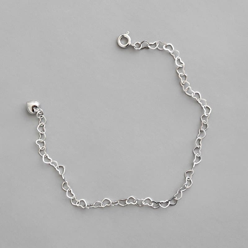 Hollow Heart To Heart 925 Sterling Silver Bracelet