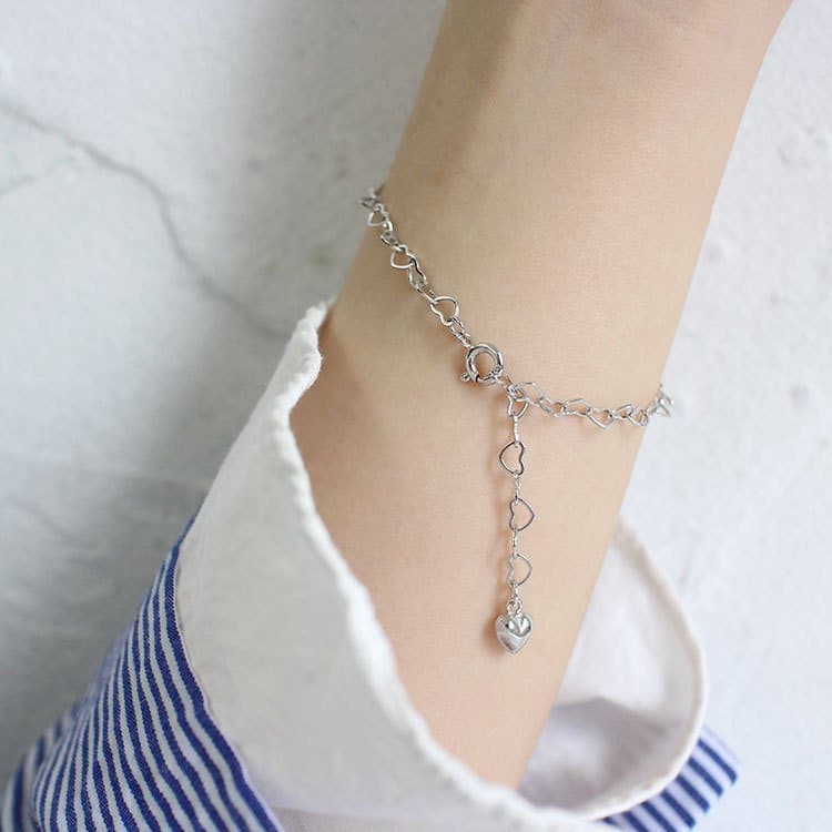 Hollow Heart To Heart 925 Sterling Silver Bracelet