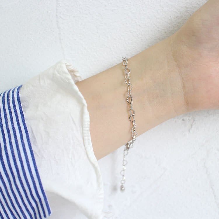 Hollow Heart To Heart 925 Sterling Silver Bracelet