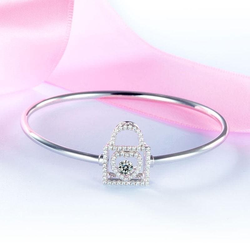 Heart Lock Dancing Stone Bangle