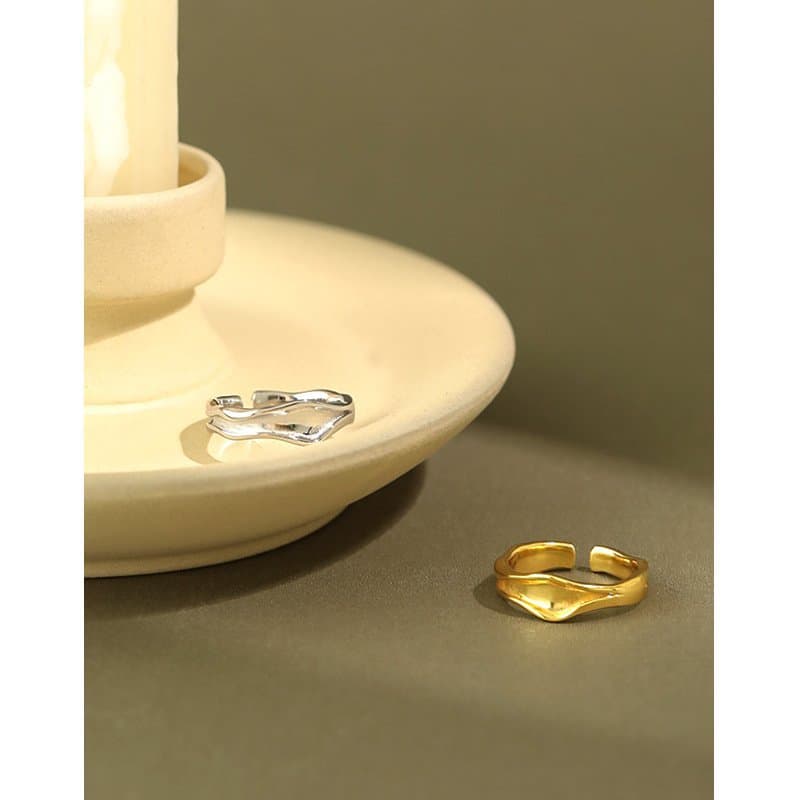 Graduation Irregular River 925 Sterling Silver Adjustable Ring