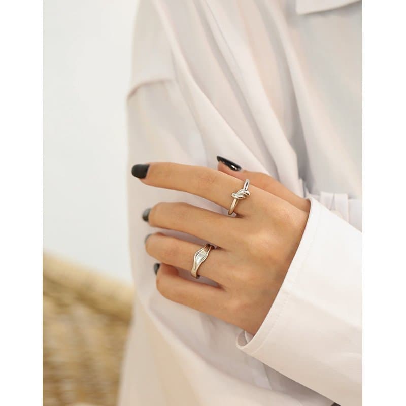 Graduation Irregular River 925 Sterling Silver Adjustable Ring