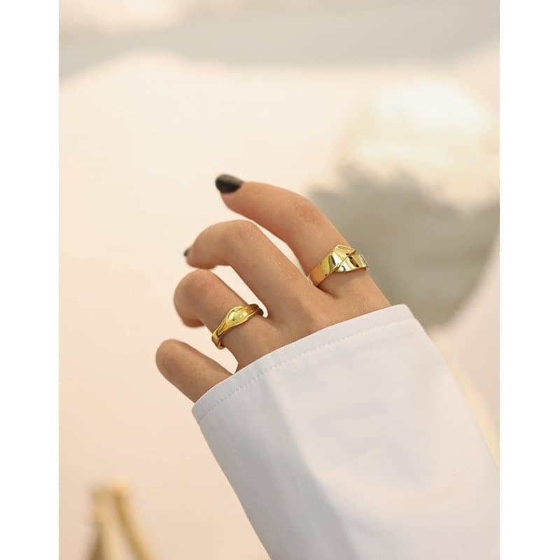 Graduation Irregular River 925 Sterling Silver Adjustable Ring