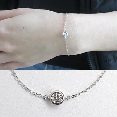 Round CZ Hollow Chain 925 Sterling Silver Bracelet