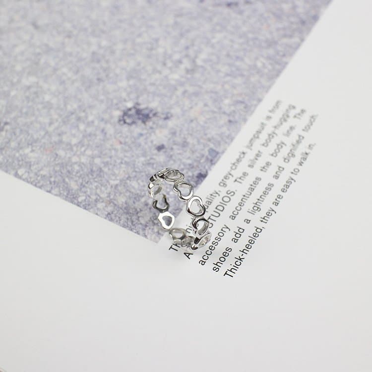 Hollow Heart In Heart 925 Sterling Silver Adjustable Ring