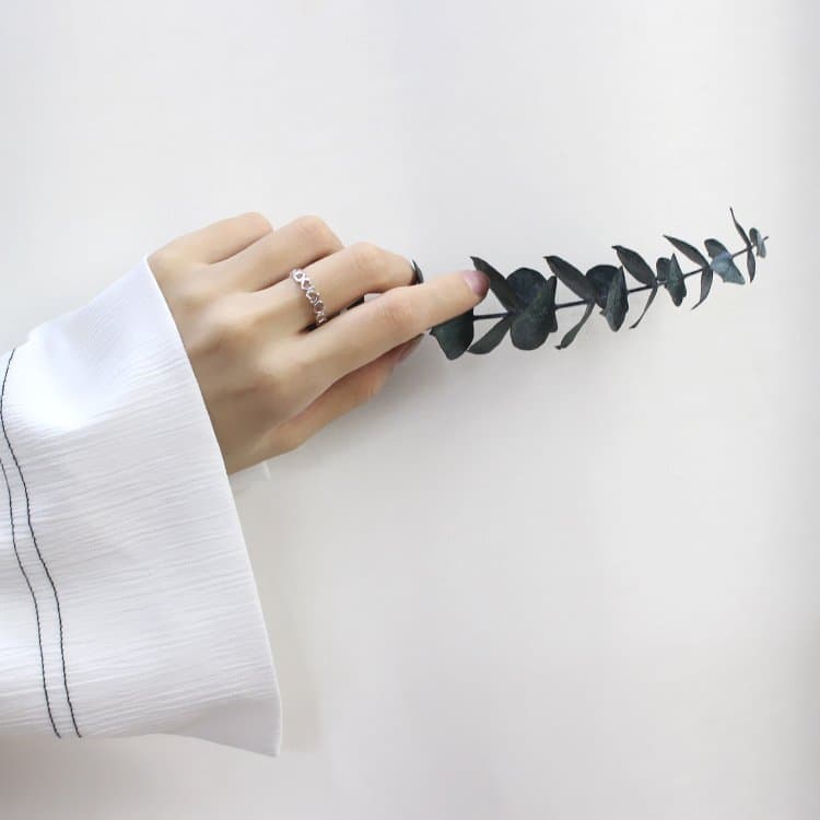 Hollow Heart In Heart 925 Sterling Silver Adjustable Ring