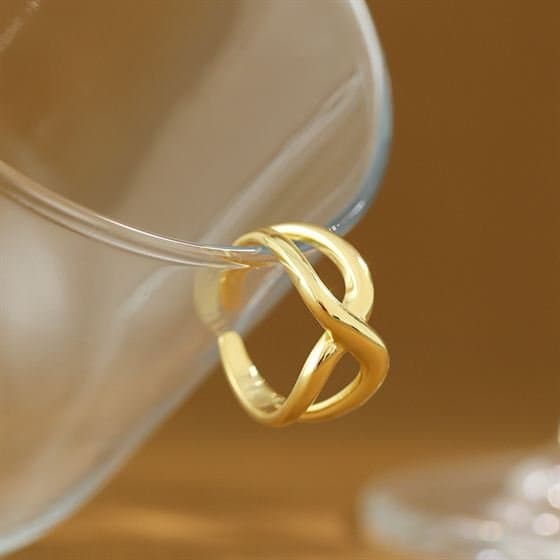 Geometric Hollow Cross 925 Sterling Silver Adjustable Ring