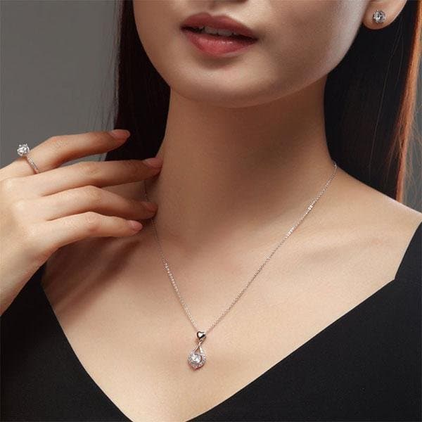 Heart Tear Drop Pendant Necklace
