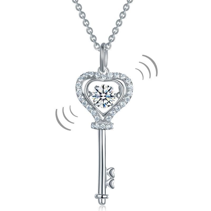 Key Heart Dancing Stone Kids Pendant Necklace