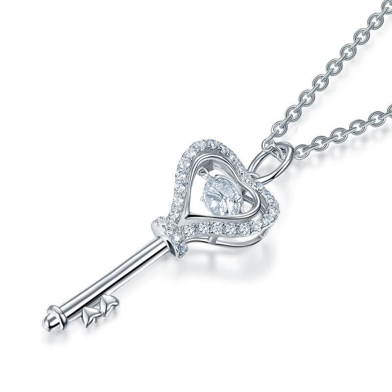 Key Heart Dancing Stone Kids Pendant Necklace