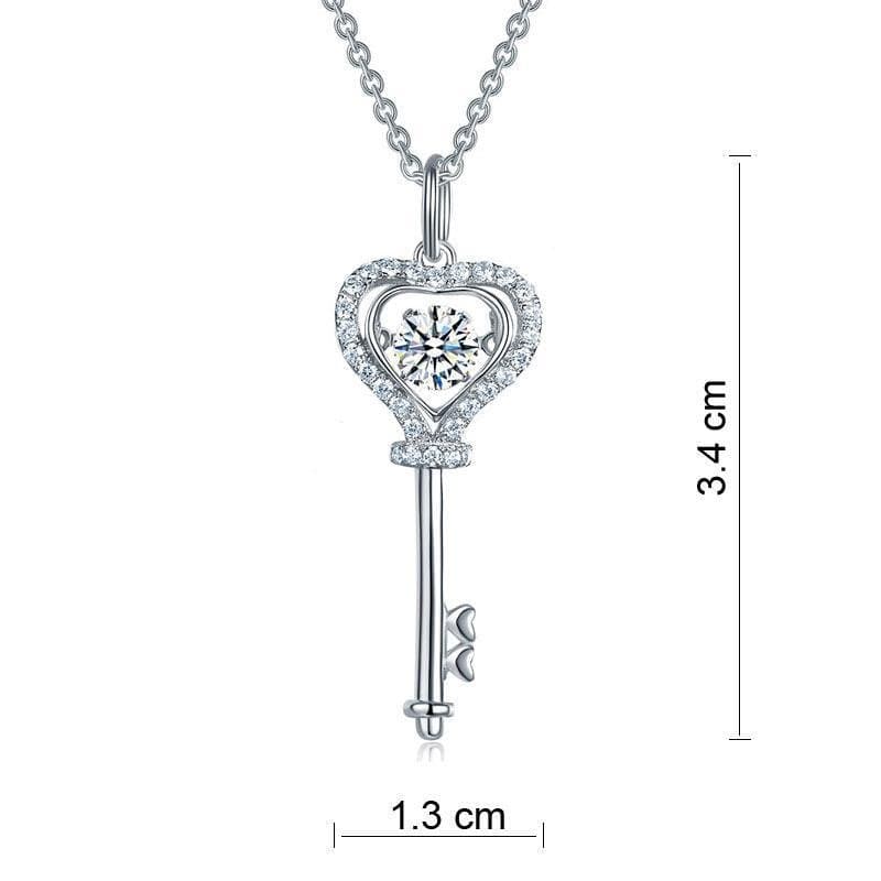 Key Heart Dancing Stone Kids Pendant Necklace