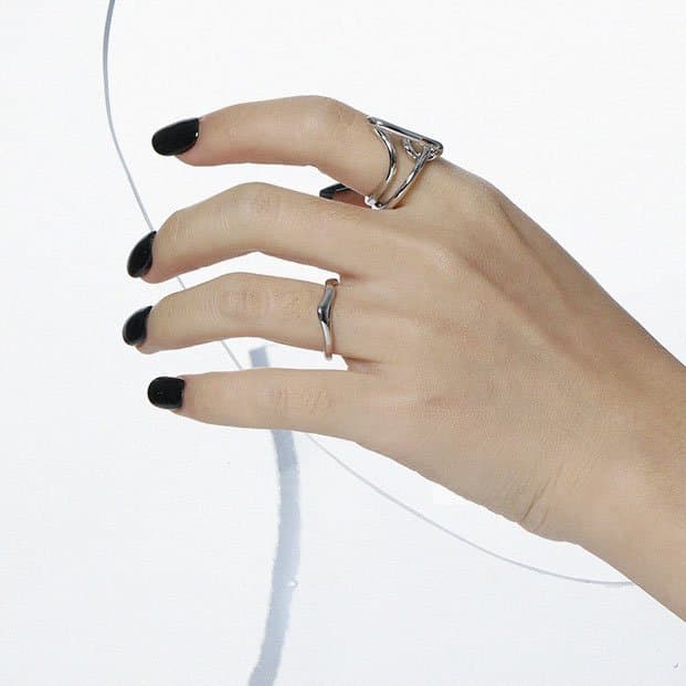 Messy Lines Cross 925 Sterling Silver Adjustable Ring