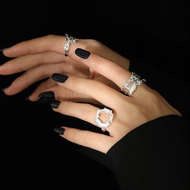 Irregular Geometric Hollow 925 Sterling Silver Adjustable Ring