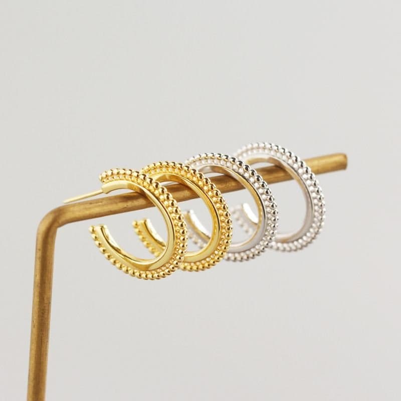 Minimalism Beads Circle 925 Sterling Silver Hoop Earrings