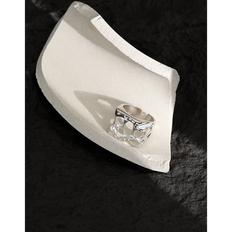 Minimalist Geometric Hollow 925 Sterling Silver Adjustable Ring