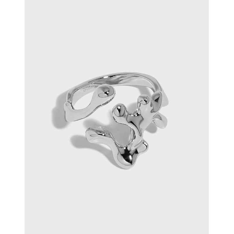 Minimalist Irregular Flowing Lava 925 Sterling Silver Adjustable Ring