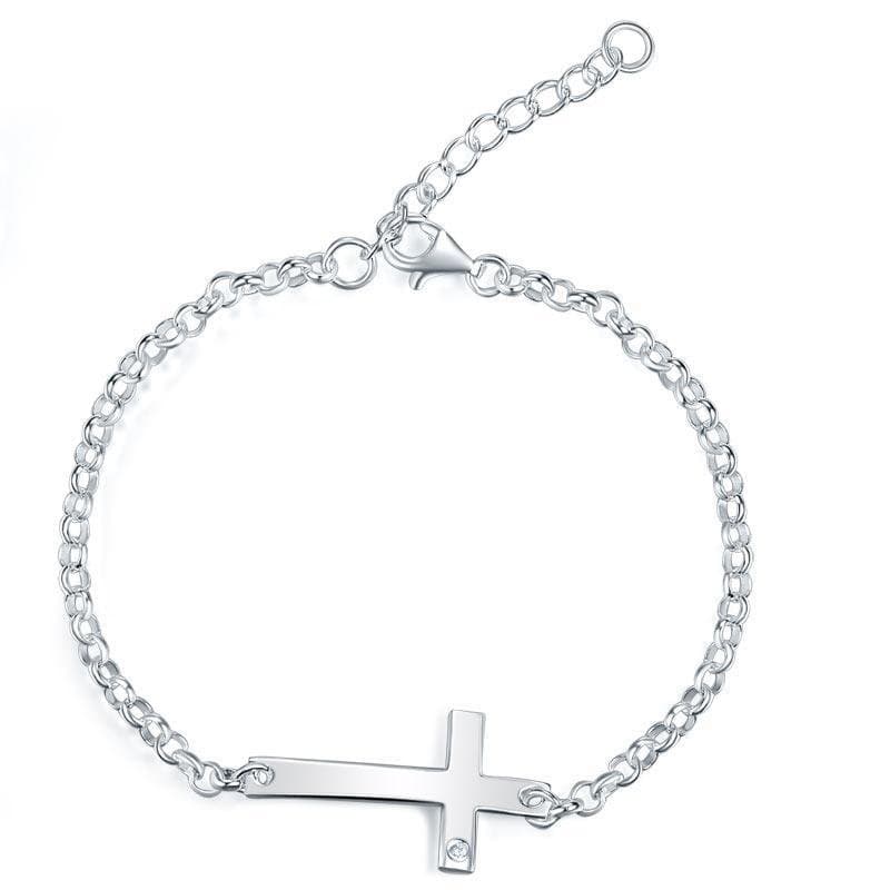 Kids Girl Solid 925 Sterling Silver Cross Bracelet
