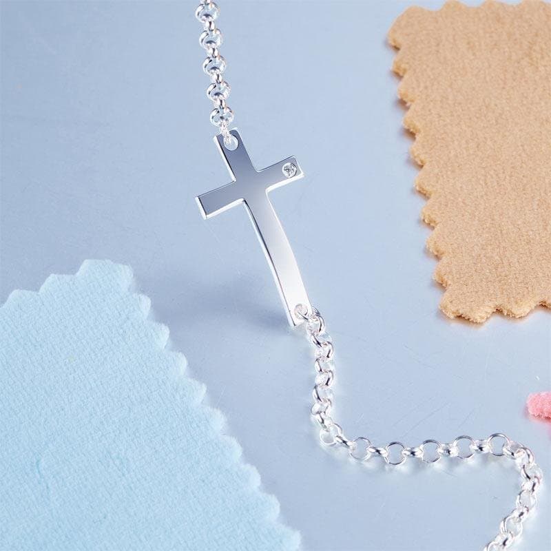 Kids Girl Solid 925 Sterling Silver Cross Bracelet