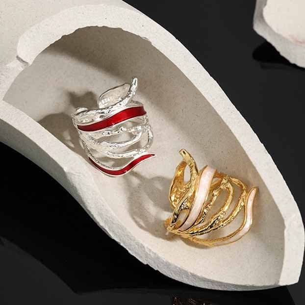 Multi Layer Epoxy 925 Sterling Silver Adjustable Ring