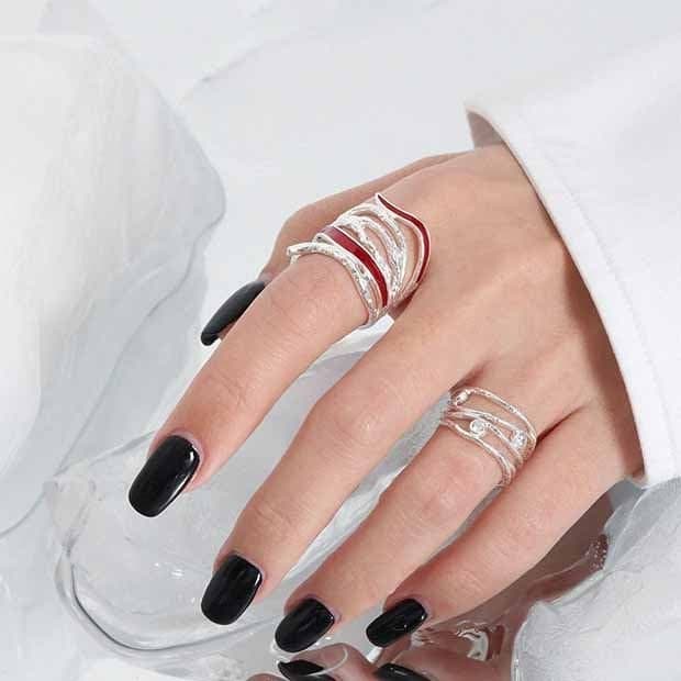 Multi Layer Epoxy 925 Sterling Silver Adjustable Ring