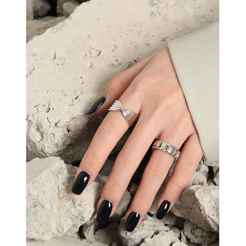 Hollow Twisted Chain 925 Sterling Silver Adjustable Ring