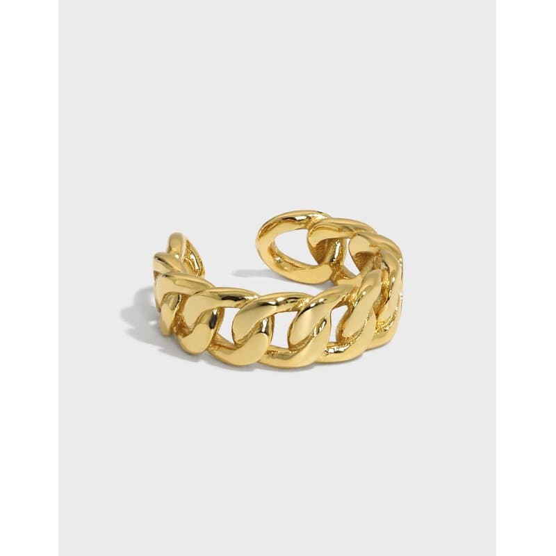 Hollow Twisted Chain 925 Sterling Silver Adjustable Ring