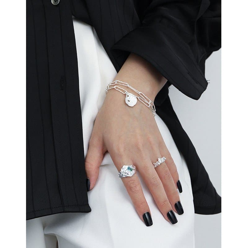 Irregular Lava Flame 925 Sterling Silver Adjustable Ring