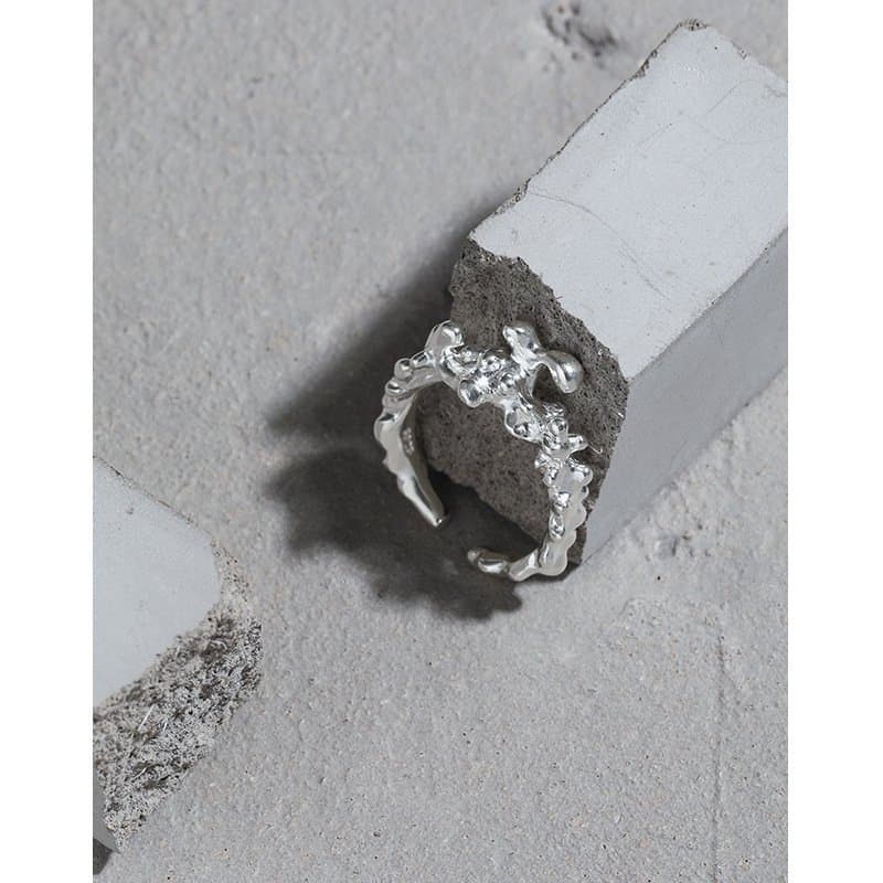 Irregular Lava Flame 925 Sterling Silver Adjustable Ring