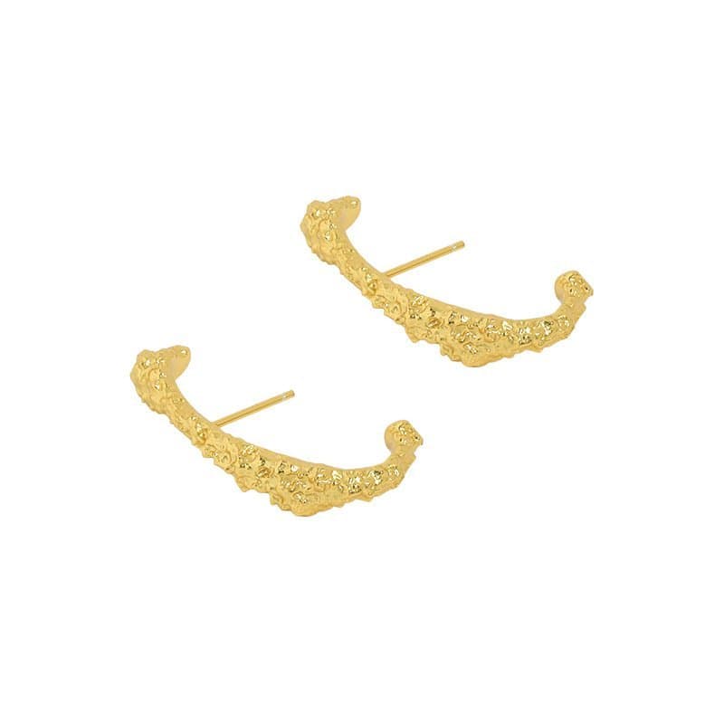Irregular Letter C Shape 925 Sterling Silver Stud Earrings