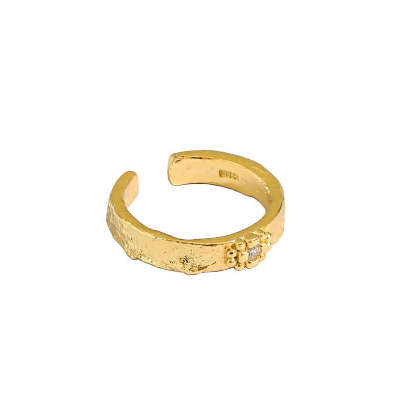 CZ Beads Flower 925 Sterling Silver Adjustable Ring