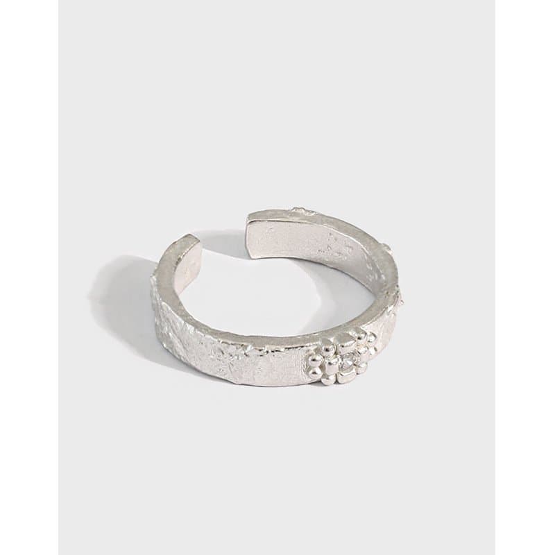 CZ Beads Flower 925 Sterling Silver Adjustable Ring