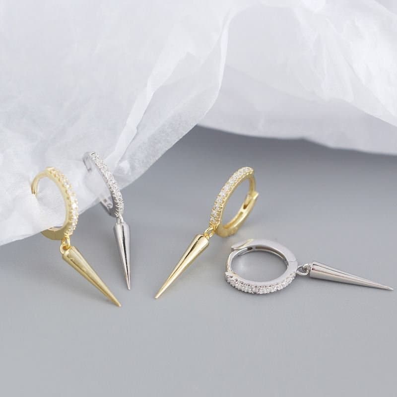 CZ Rivet 925 Sterling Silver Hoop Earrings