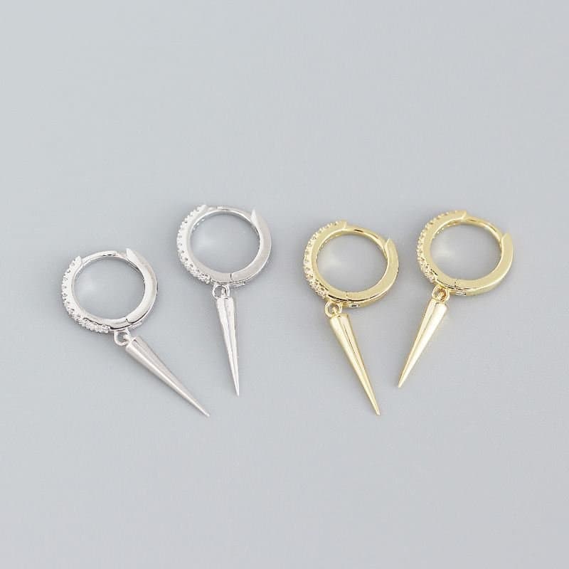 CZ Rivet 925 Sterling Silver Hoop Earrings
