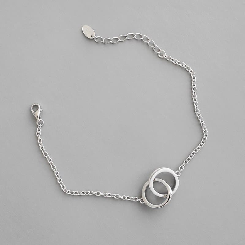 Double Loops Curb Chain 925 Sterling Silver Bracelet