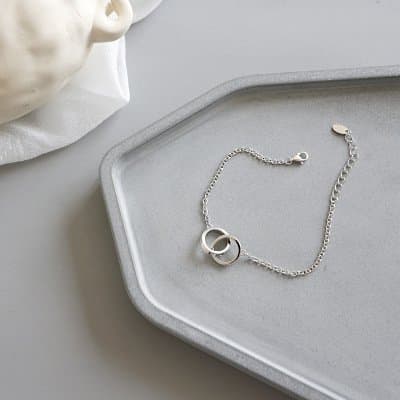 Double Loops Curb Chain 925 Sterling Silver Bracelet