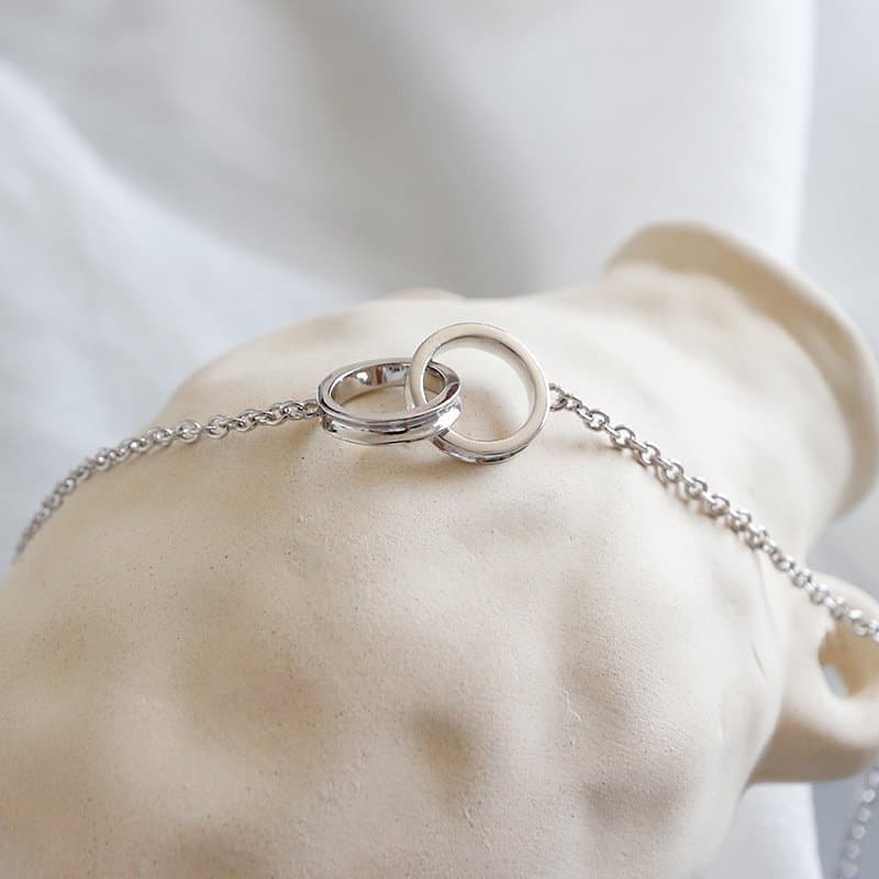Double Loops Curb Chain 925 Sterling Silver Bracelet
