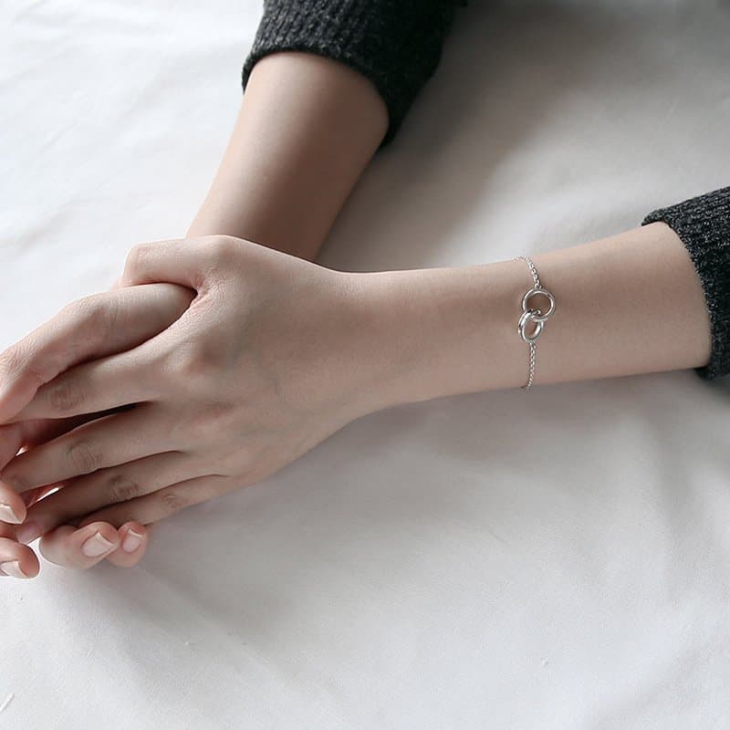 Double Loops Curb Chain 925 Sterling Silver Bracelet
