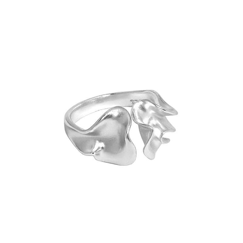 Pleated Skirt 925 Sterling Silver Adjustable Ring