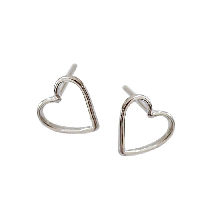 Hollow Heart 925 Sterling Silver Stud Earrings