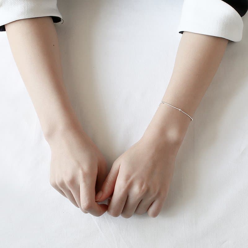 Beads Snake Chain 925 Sterling Silver Bracelet