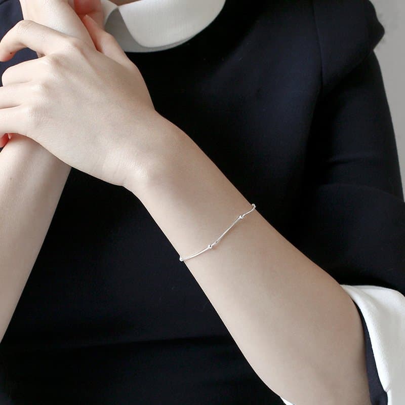 Beads Snake Chain 925 Sterling Silver Bracelet