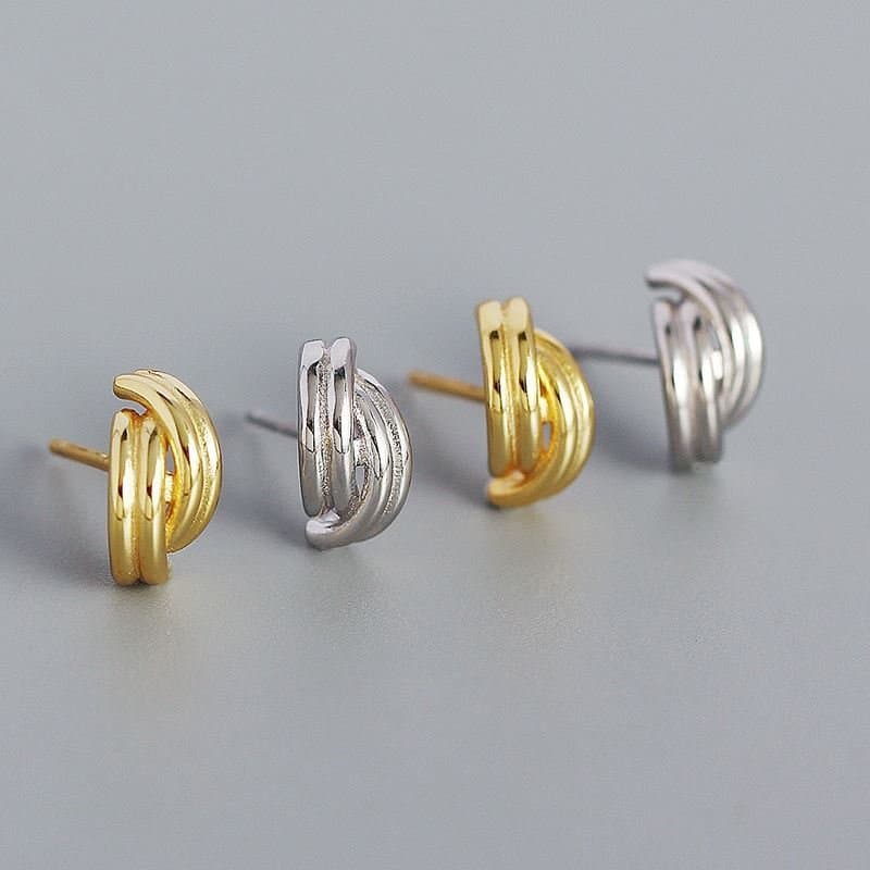 C Shape Cross 925 Sterling Silver Hoop Earrings